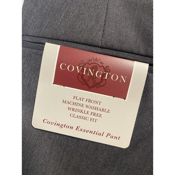 New Covington Essential Dress Pant 32x30 Gray Flat Wrinkle Free Classic Straight - Picture 3 of 4